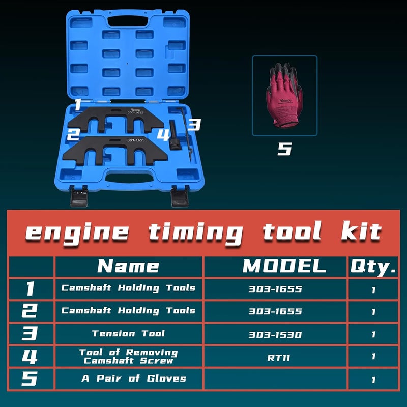 Yuesstloo 303-1655 Camshaft Holding Alignment Timing Tool, Compatible with Ford 3.5L EcoBoost Upgraded GT F-150 Expedition Lincoln Navigator, with Cylinder Head Screw Removal Socket, RT11 - Image 2
